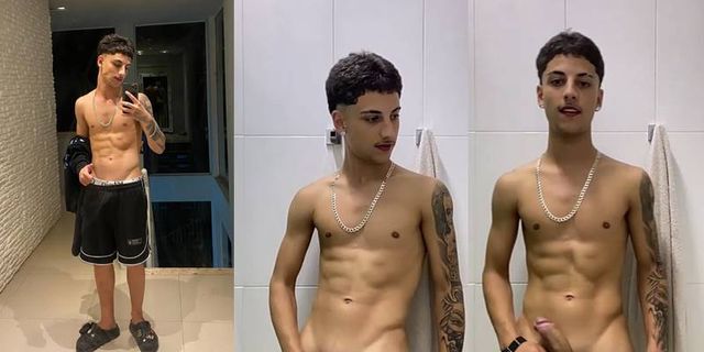 JustTheGays thumbnail for Sexy young latin twink Gabriel Ritelli plays with his cock in the bathroom - amateur gay porn from OnlyFans, MyVidster, GayForFans and more! -