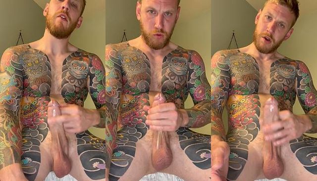 JustTheGays thumbnail for Heavily tatted guy jerks off - amateur gay porn from OnlyFans, MyVidster, GayForFans and more! - 