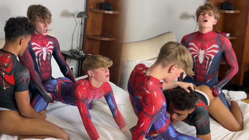JustTheGays thumbnail for SpiderTwinks – a threesome with LuisTwinkyy - amateur gay porn from OnlyFans, MyVidster, GayForFans and more! - 