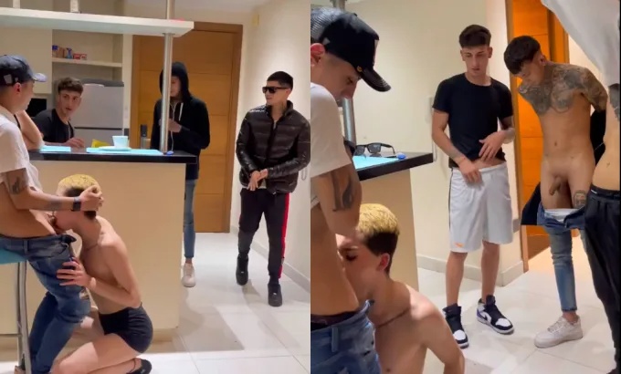 JustTheGays thumbnail for Latin twink gets passed around to suck cock - amateur gay porn from OnlyFans, MyVidster, GayForFans and more! - Group, Latin, Oral, Young & Twink