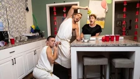 JustTheGays thumbnail for Greek Freaks – Joey Mills, Joey Dane, Mika Ayden fuck eachother