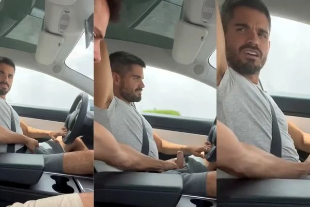 JustTheGays thumbnail for Jerking him on the road - amateur gay porn from OnlyFans, MyVidster, GayForFans and more! -