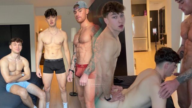 JustTheGays thumbnail for Cooper Kelly (cooperrkelly) begged Artiomboyx and Greyson Lane to fuck him