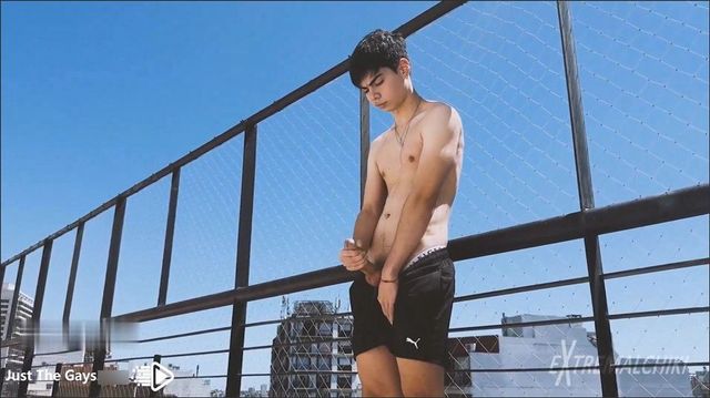 JustTheGays thumbnail for Latin twink Extremalchiki jerks off on the roof - amateur gay porn from OnlyFans, MyVidster, GayForFans and more! -