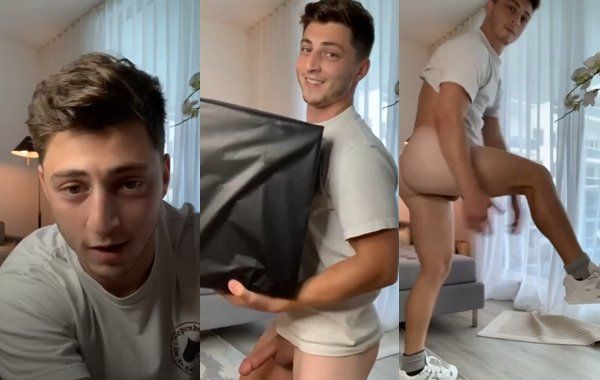JustTheGays thumbnail for Makaarons does an unboxing with his cock out - amateur gay porn from OnlyFans, MyVidster, GayForFans and more! - 