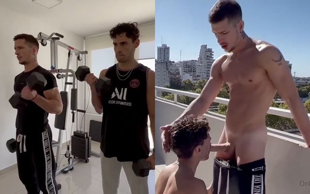 JustTheGays thumbnail for salvadormtin – three guys fuck after a workout - amateur gay porn from OnlyFans, MyVidster, GayForFans and more! - Anal, Bareback, Group, Latin