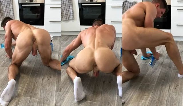 JustTheGays thumbnail for Stud cleans the floors naked - amateur gay porn from OnlyFans, MyVidster, GayForFans and more! - Muscle, Shorts, Solo