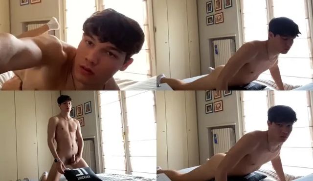 JustTheGays thumbnail for Young italian stud fucks a pillow - Jerk Off, Solo, Young & Twink