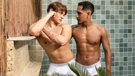 JustTheGays thumbnail for Bruno Draco gets fucked by Joshua Mateo after being spied on in the shower - Anal, Bareback, Big Cock, Interracial, Rimming, Shower, Studio