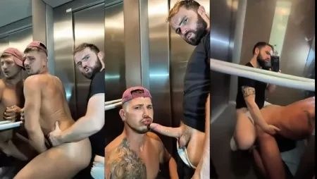 JustTheGays thumbnail for Elevator Hookup – Hot Gay Sex in Lift – RSSecurityX, Tom Storm - Anal, Bareback, Big Cock, Muscle, Oral, Rimming