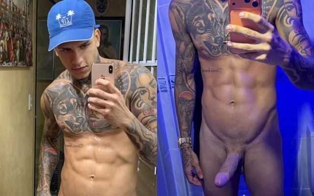 JustTheGays thumbnail for Junior Honorato shows off and plays with his big cock - Big Cock, Compilation, Muscle, Shorts