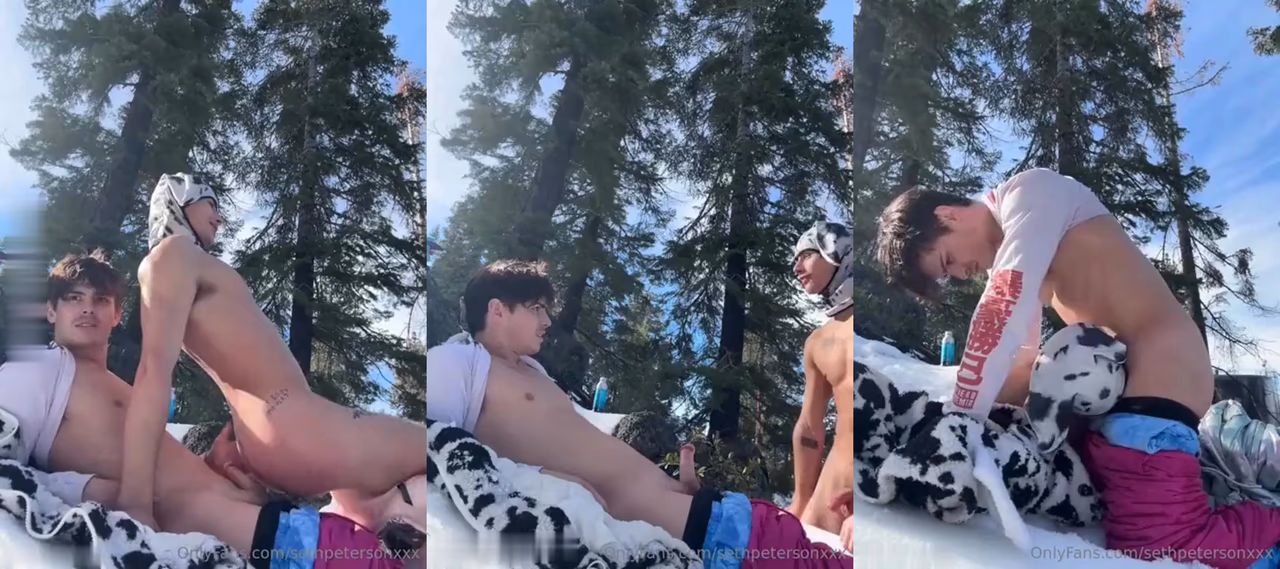 JustTheGays Quickies: Seth Peterson has bareback sex in the snow with his boyfriend