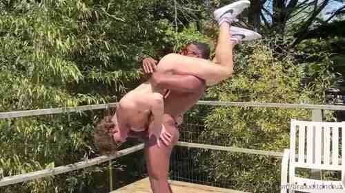 JustTheGays thumbnail for Braxton Cruz and Greyson Myles interacial fuck on the balcony - Anal, Bareback, Big Cock, Interracial, Outdoor, Rimming