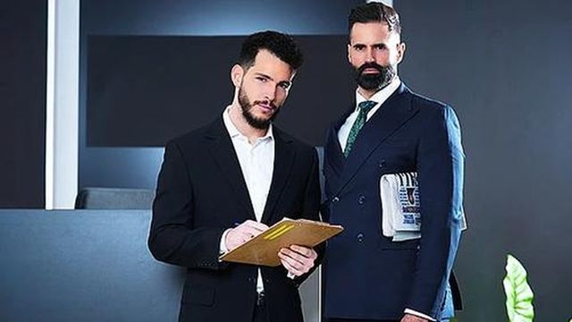JustTheGays thumbnail for Dani Roble & Ricky Hard – Fucking the Receptionist - Anal, Bareback, Daddy, Rimming, Studio