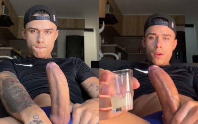 OnlyGays thumbnail for Santylicious jerks his massive cock, fills up a shot glass, and drinks it - amateur gay porn from OnlyFans, MyVidster, GayForFans and more! - 