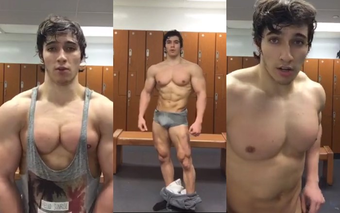 OnlyGays thumbnail for Young muscle guy shows off in the locker room after chest day - amateur gay porn from OnlyFans, MyVidster, GayForFans and more! - 