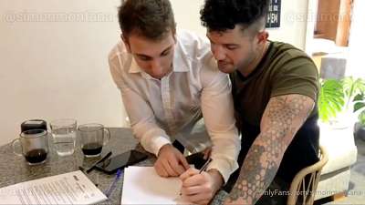 OnlyGays thumbnail for The English Lesson – Simon Montana, Thiago Dumont and Adam Cast fuck - amateur gay porn from OnlyFans, MyVidster, GayForFans and more! - Anal, Group