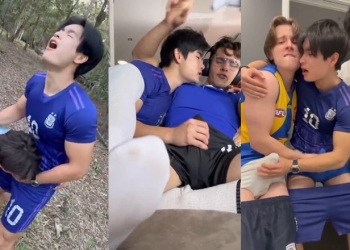 OnlyGays thumbnail for Three tiktokers fool around in spicy challenges - amateur gay porn from OnlyFans, MyVidster, GayForFans and more! - 