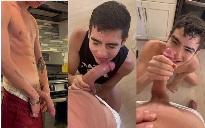 OnlyGays thumbnail for Kayleb Alexander sucks twink cock in the kitchen – POV - amateur gay porn from OnlyFans, MyVidster, GayForFans and more! - 