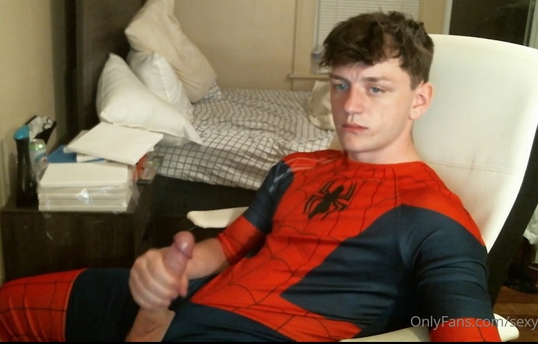 OnlyGays thumbnail for sexylax69 – Jerking off and cumming in a Spiderman suit - amateur gay porn from OnlyFans, MyVidster, GayForFans and more! - 
