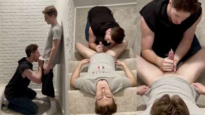 OnlyGays thumbnail for TheStepBrothers – stairwell blowjob - amateur gay porn from OnlyFans, MyVidster, GayForFans and more! - 