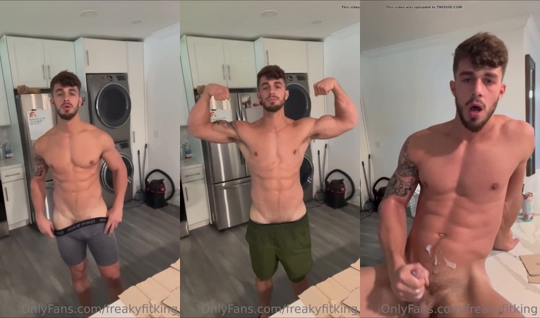 OnlyGays thumbnail for Showing off my muscles and stroking my cock until I shoot a load over my body – FreakyFitKing (f.f.k) - amateur gay porn from OnlyFans, MyVidster, GayForFans and more! - 