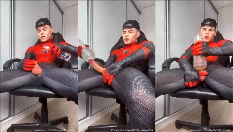 onlytwinks thumbnail for Ogustavorocha uses a fleshjack while in a spiderman custume
