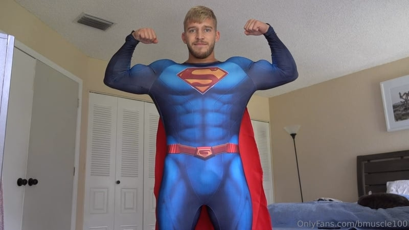onlytwinks thumbnail for Showing off my superman costume and jerking off – Brad Jaxon (bmuscle100)
