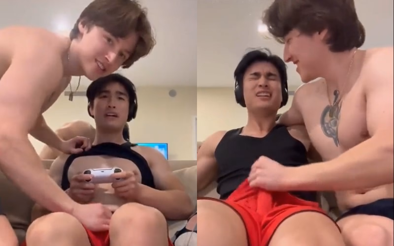 onlytwinks thumbnail for Jerking my friend while he plays video games  – Bruce and Brad