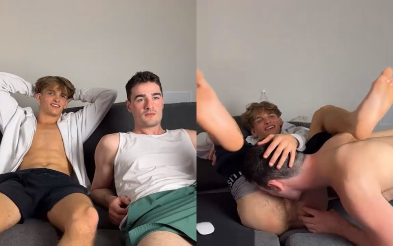 onlytwinks thumbnail for Ace Carter and blonde twink friend messing around with each other