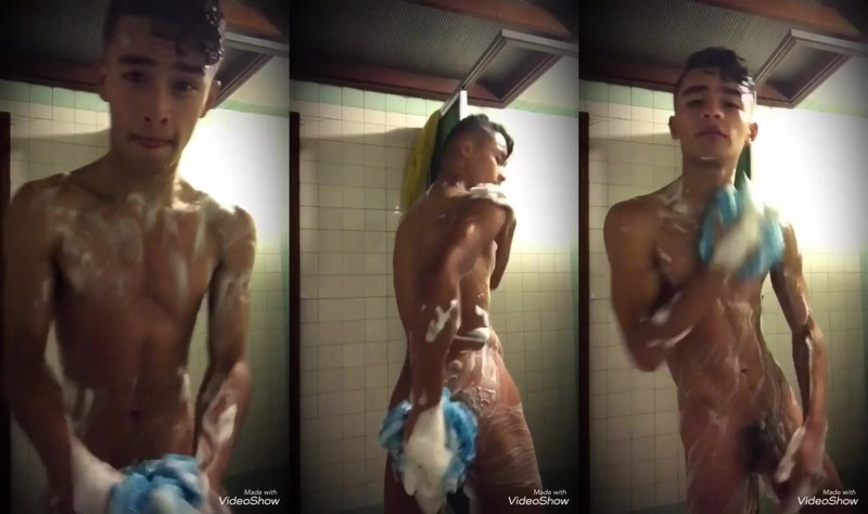 onlytwinks thumbnail for Lean twink takes a shower and gets soapy as he plays with his cock