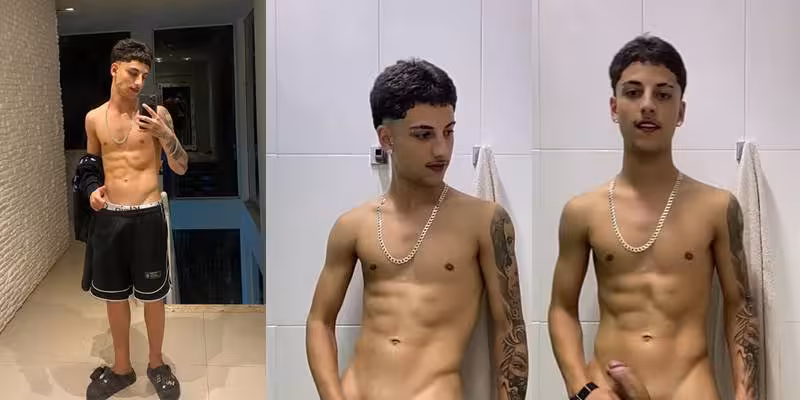 onlytwinks thumbnail for Gabriel Ritelli plays with his cock in the bathroom