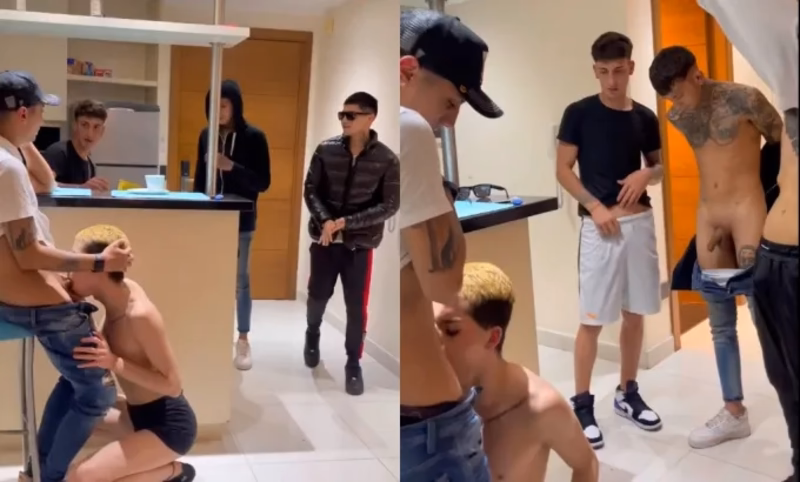 onlytwinks thumbnail for Latin twink gets passed around to suck cock