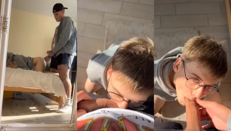 onlytwinks thumbnail for Watch a nerdy twink suck on my cock before I fuck him