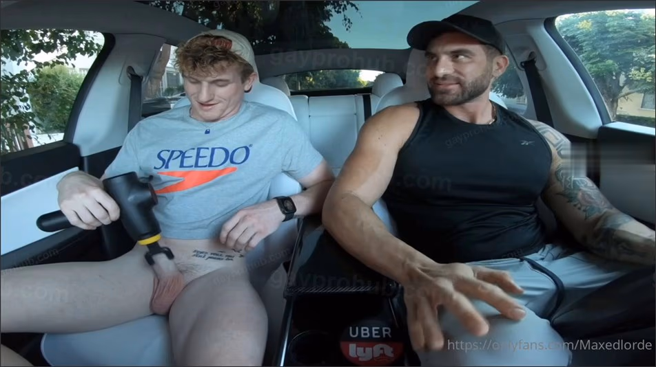 onlytwinks thumbnail for Max Lorde and his cab driver jerk off together during a ride